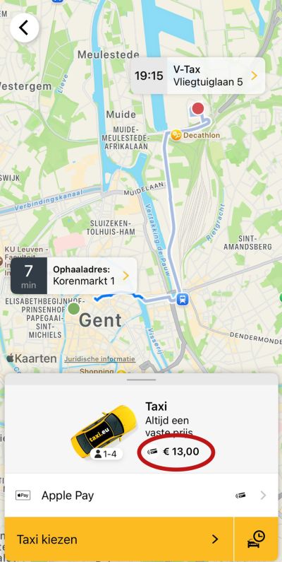 Rit boeken in de Taxi.eu app