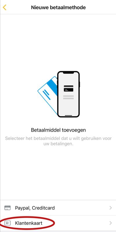 Klantenkaart toevoegen in de Taxi.eu app